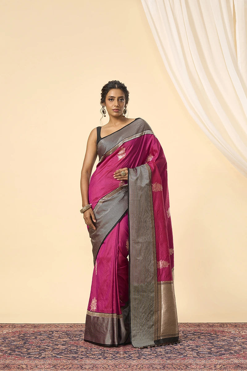Pink Banarasi Handwoven Kathan Silk Saree with Zari Weave