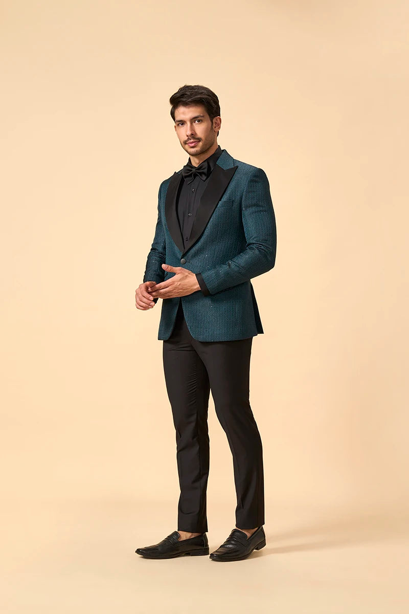 Jute Silk Self-Embroidered Tuxedo