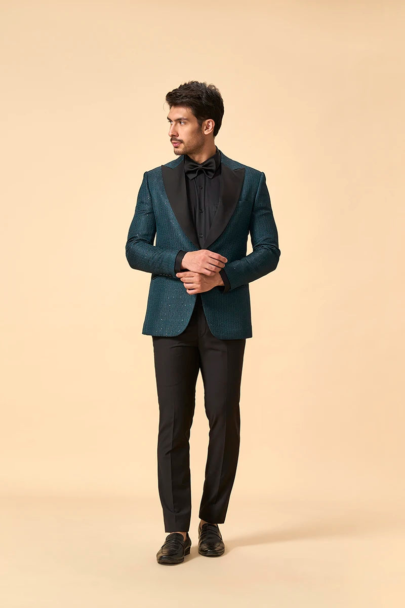 Jute Silk Self-Embroidered Tuxedo
