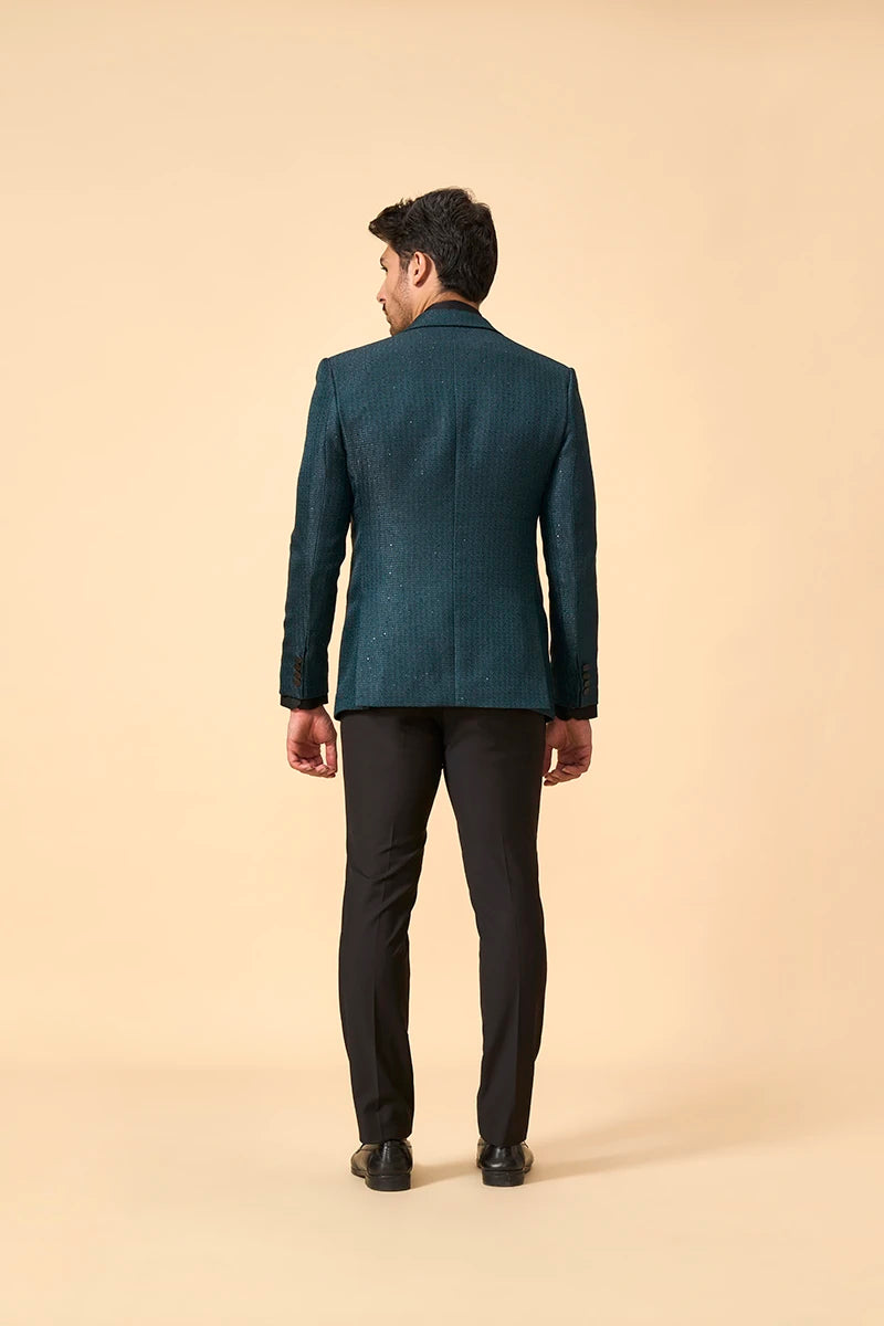 Jute Silk Self-Embroidered Tuxedo