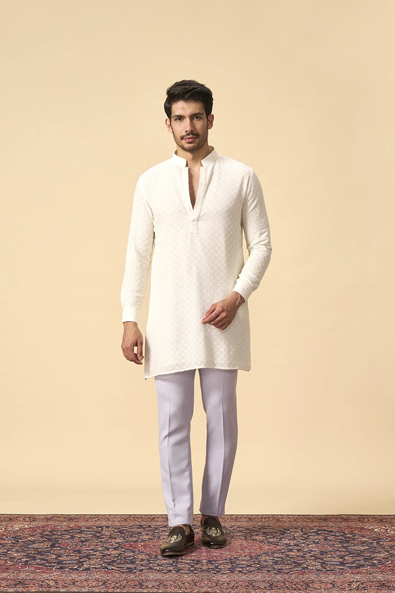 Soft Lavender Embroidered Indo western Set