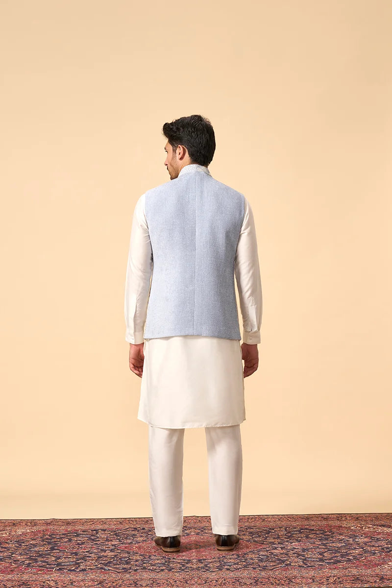 Light Blue Resham Embroidered Jacket Set