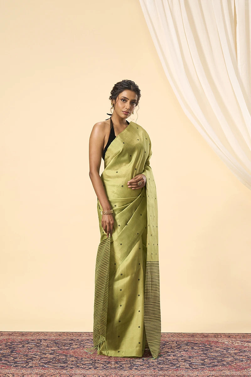 Light Olive Green Handwoven South Silk Saree