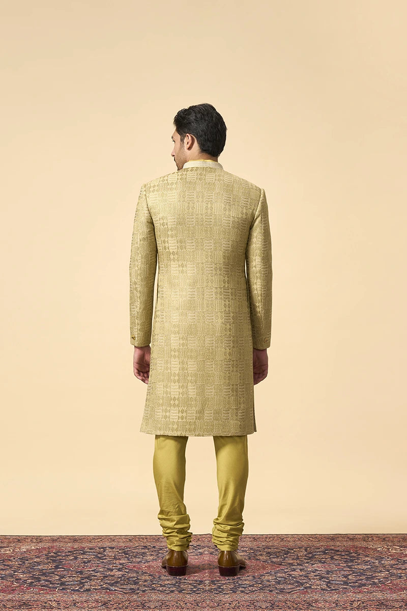 Regal Tussar Silk Sherwani with Resham Work