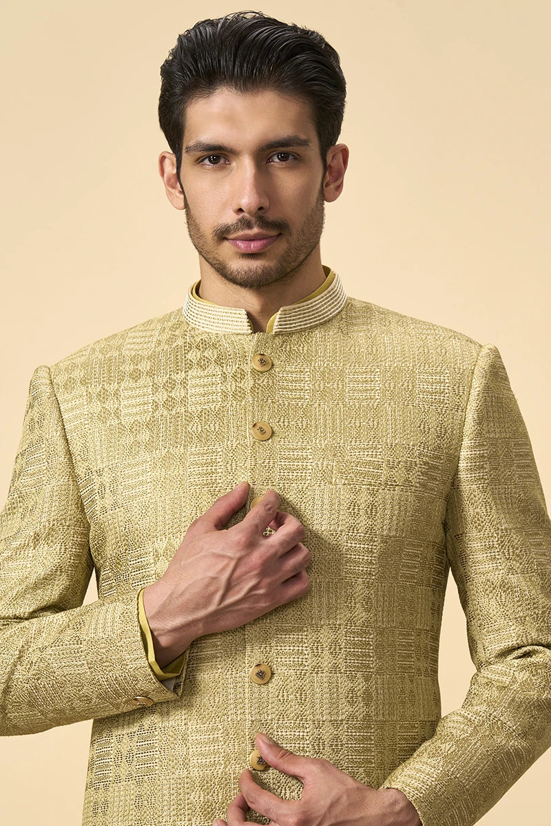 Regal Tussar Silk Sherwani with Resham Work