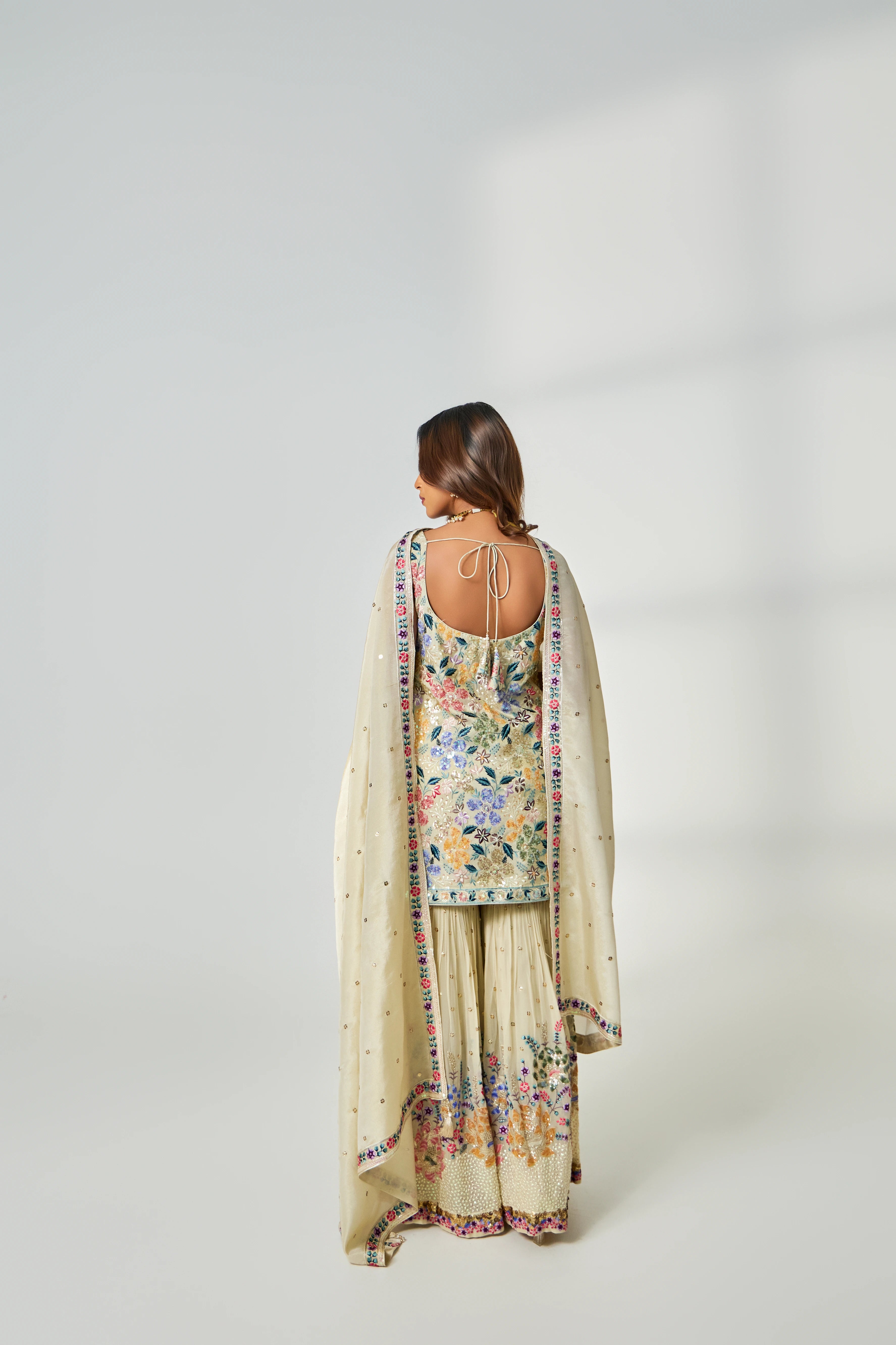 Ivory Sleeveless Sharara Set