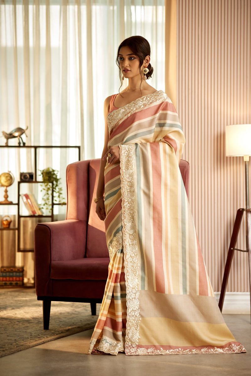 lehariya tussur silk parsi embroidered saree