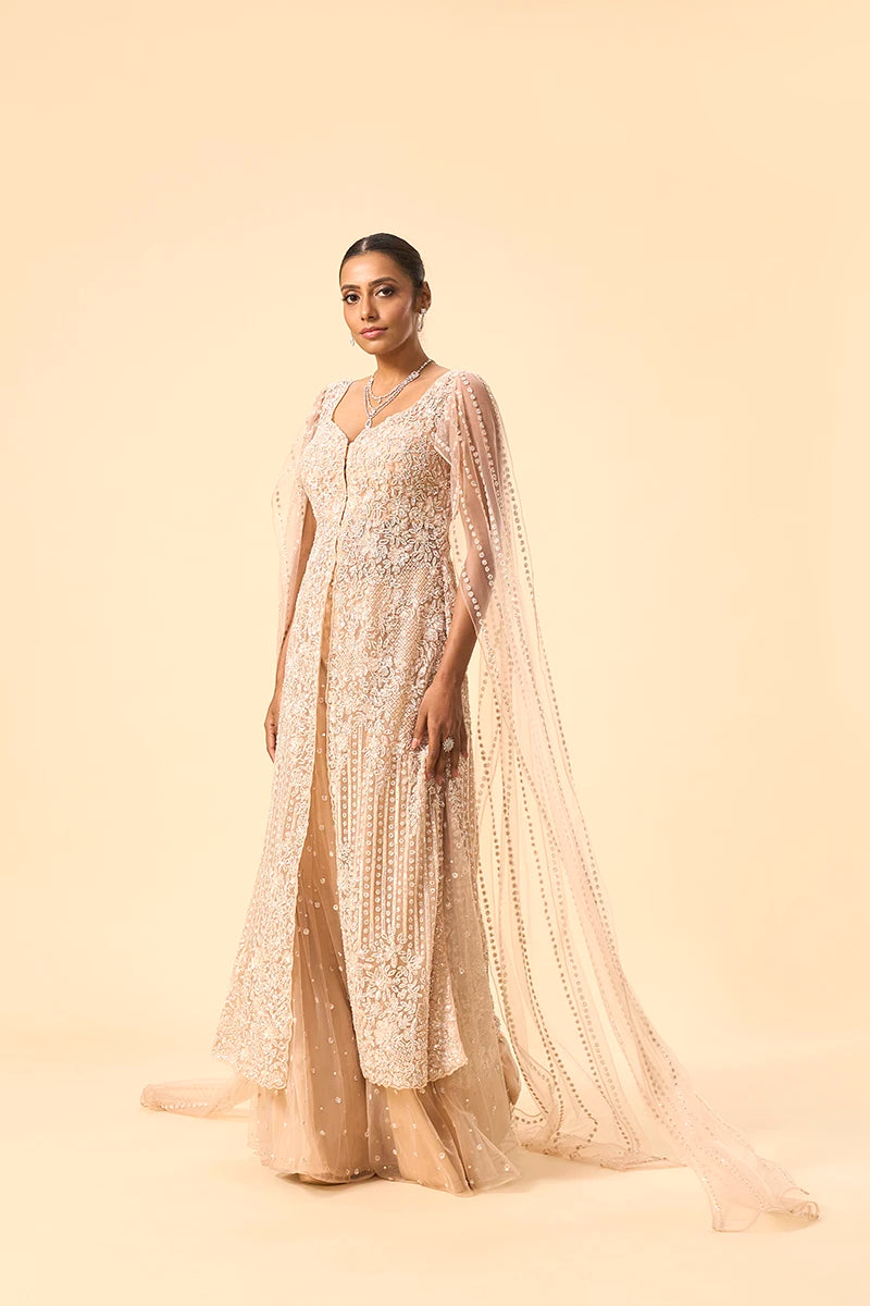 Gold Embellished sharara set