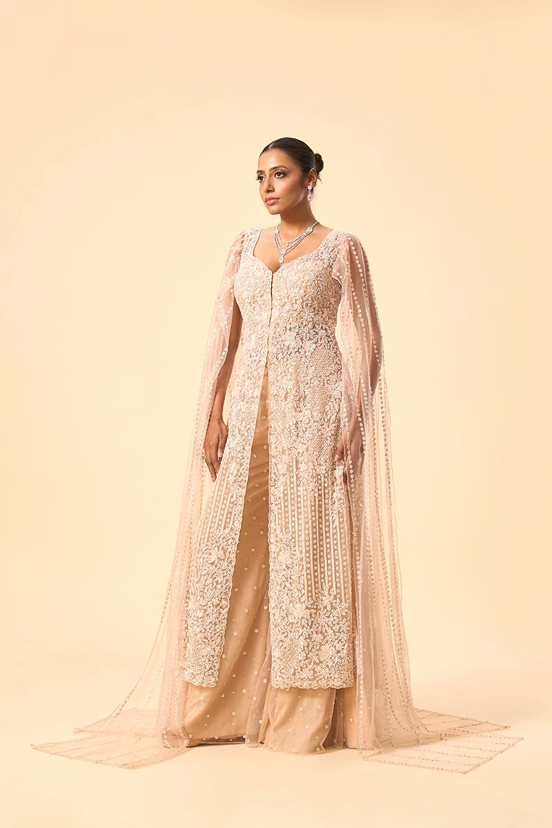 Gold Embellished sharara set