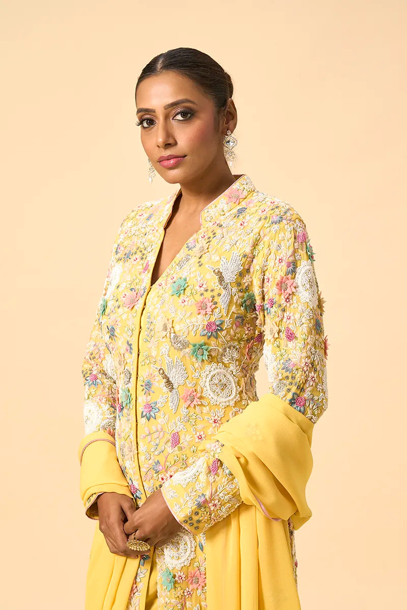Lemon Yellow Pure Georgette Suit