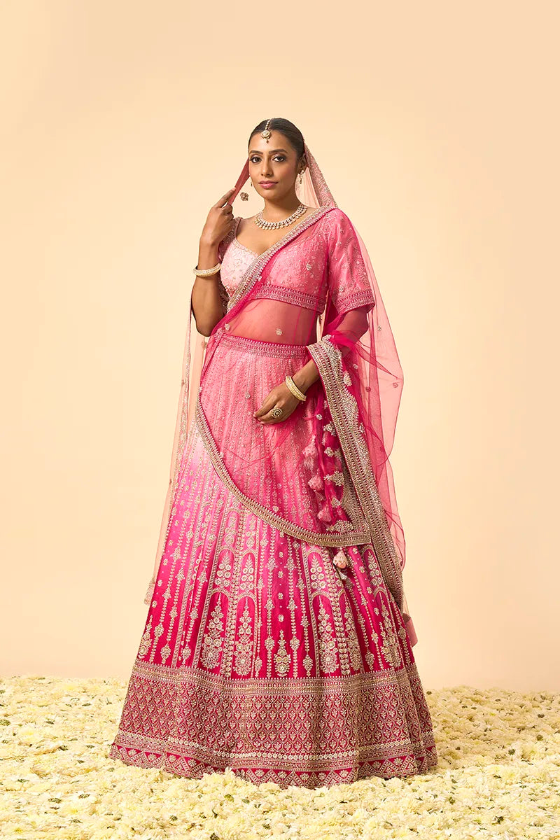 Pink ombre lehenga
