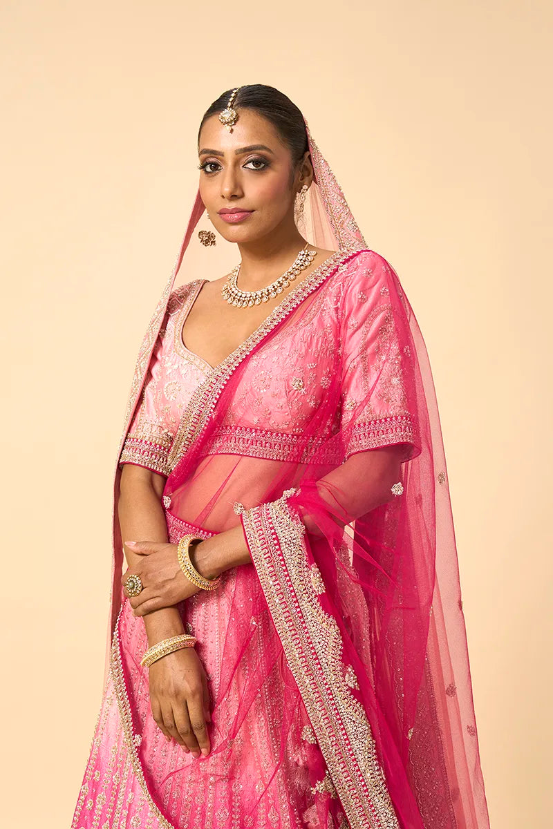 Pink ombre lehenga