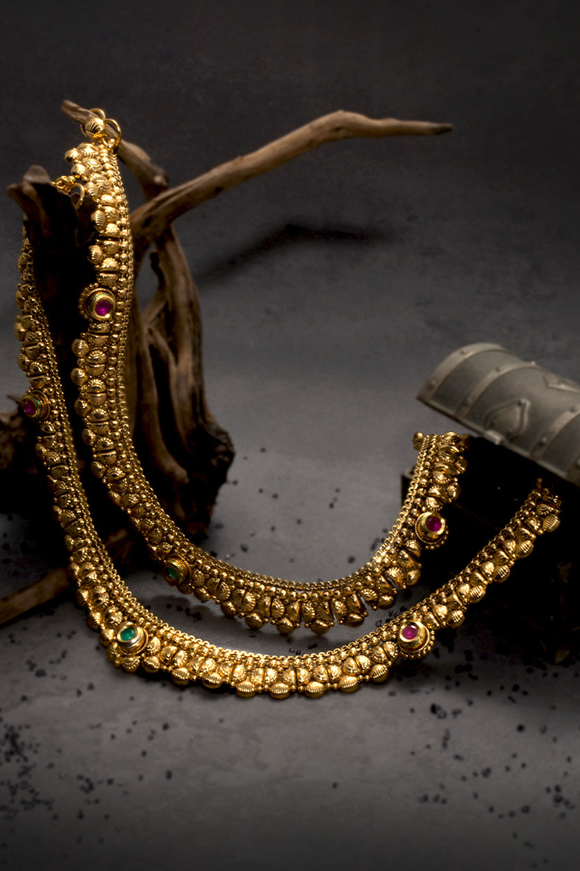 antique gold polished anklet - benzerworld