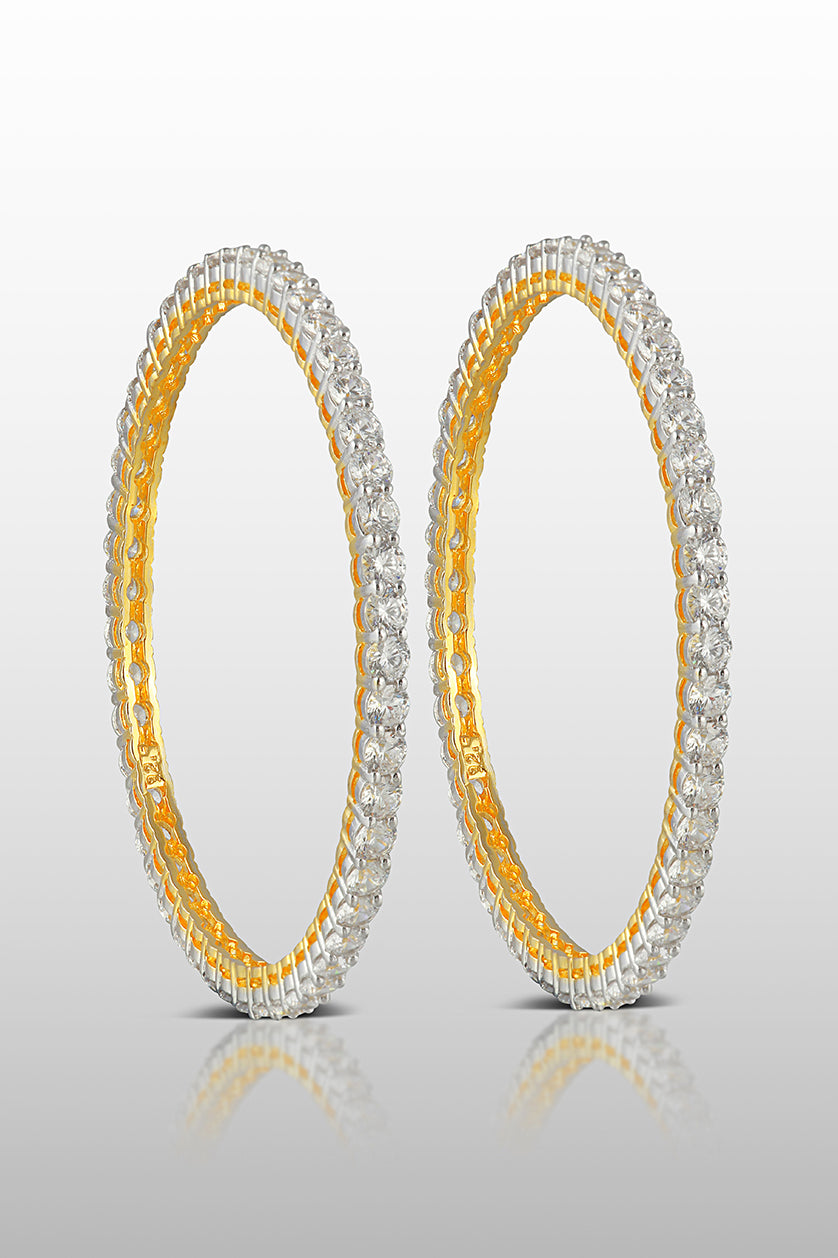 A closeup of bangles in cubic zircon from BenzerWorld ethnicwear store.