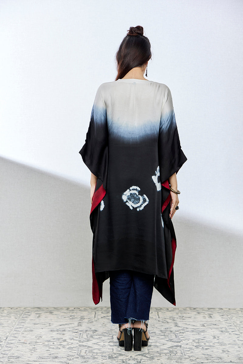 black and white tie and dye satin silk kurtis/tops