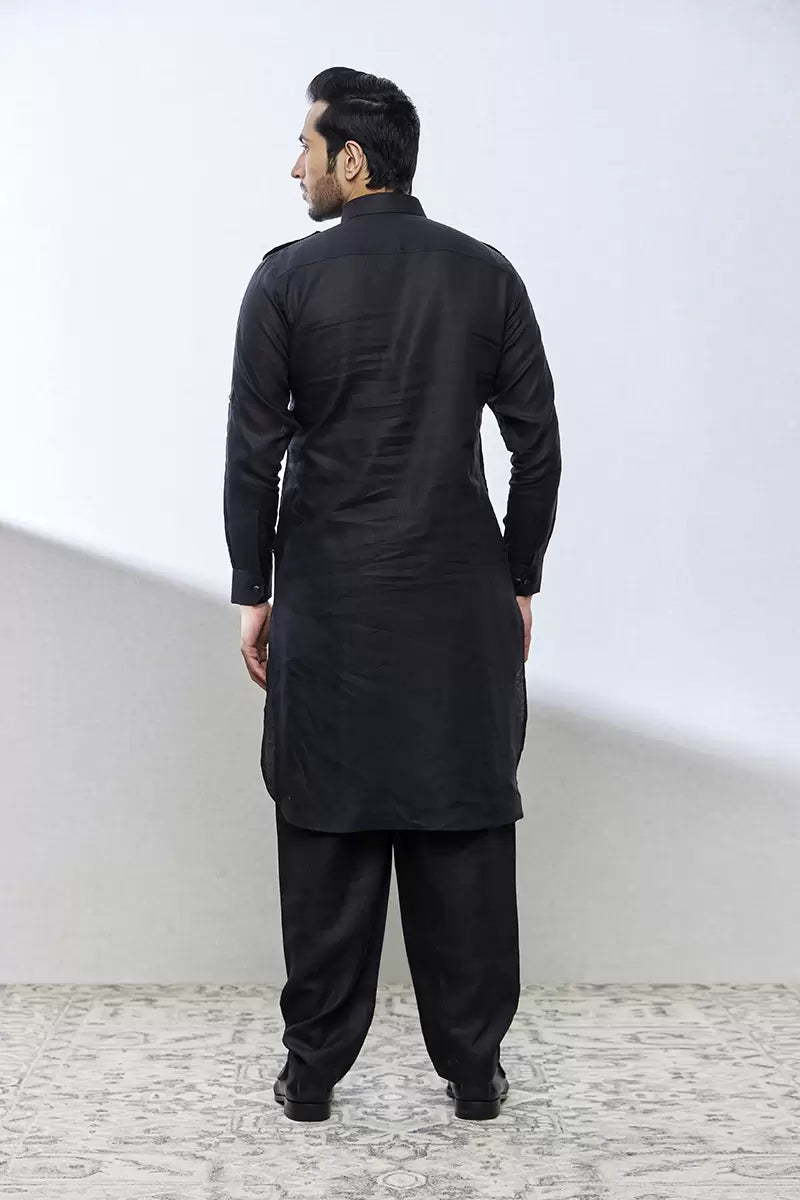 black linen kurta sets - benzerworld