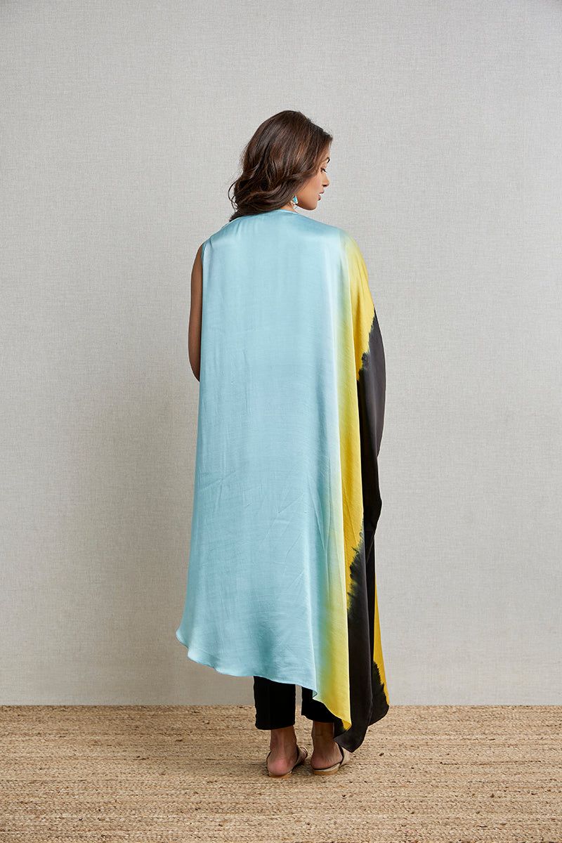 Blue Multi Color shaded Satin Silk Fancy Kurtis