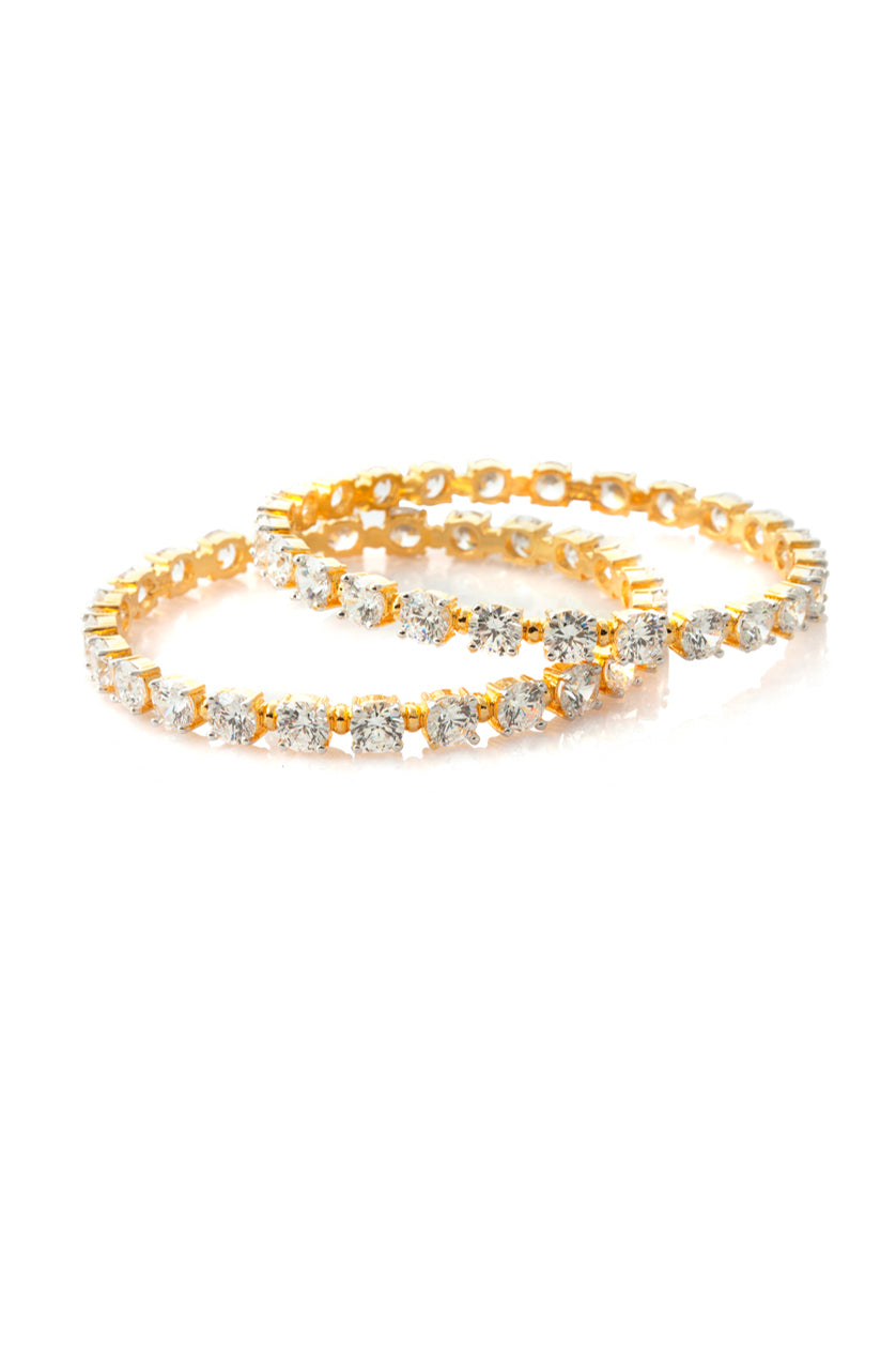 A closeup of cubic zircon bangles from BenzerWorld ethnicwear store.