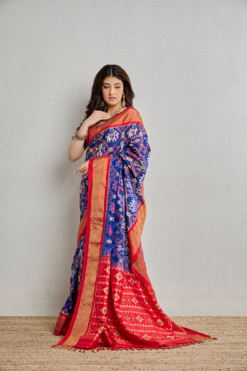 Indigo Silk Patola Saree
