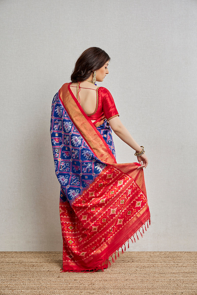 Indigo Silk Patola Saree