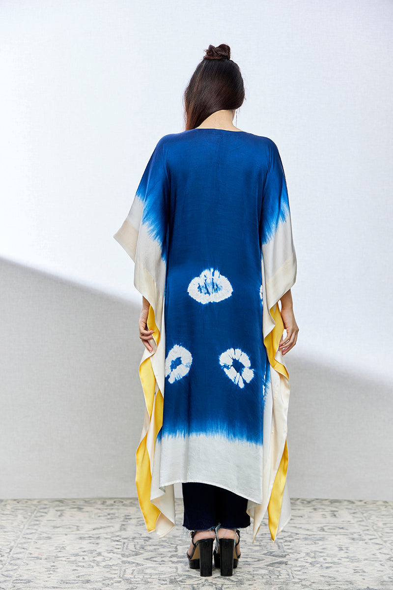 indigo tie and dye satin silk kurtis/tops