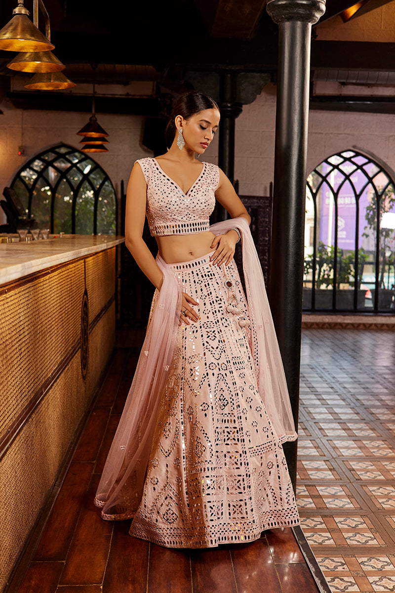 Light Pink Silk Lehenga