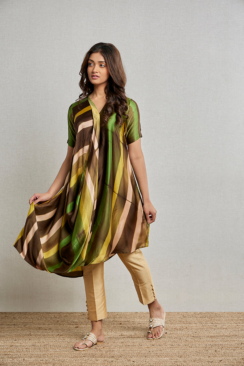 Multi Color tie and dye Satin Silk Fancy Kurtis