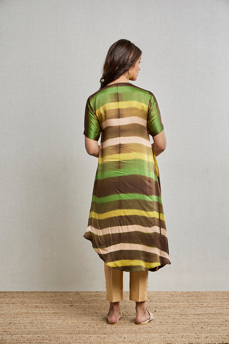 Multi Color tie and dye Satin Silk Fancy Kurtis