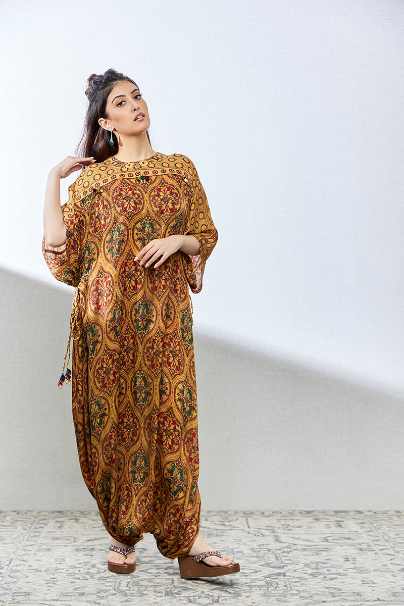 mustard multi colour georgette anarkali/ ladies suit