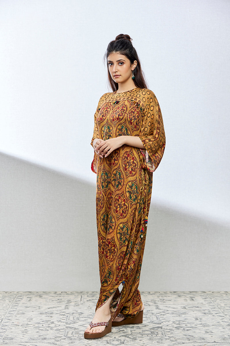 mustard multi colour georgette anarkali/ ladies suit