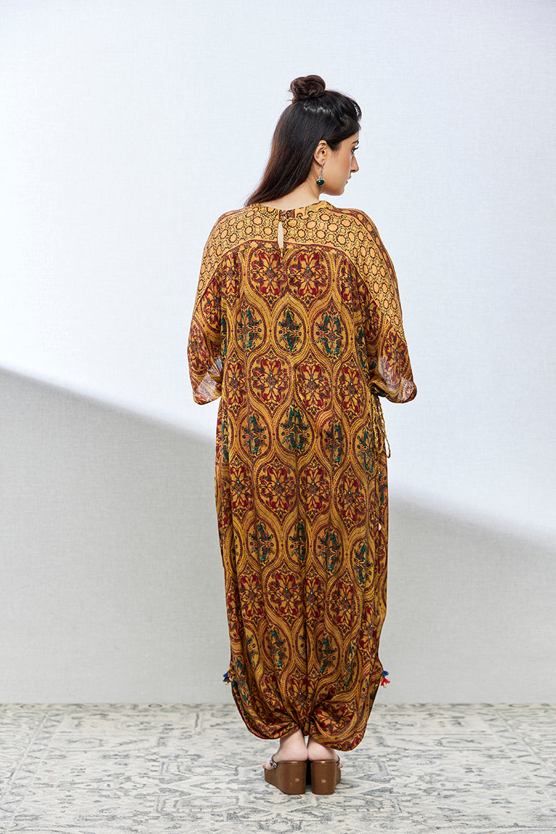 mustard multi colour georgette anarkali/ ladies suit