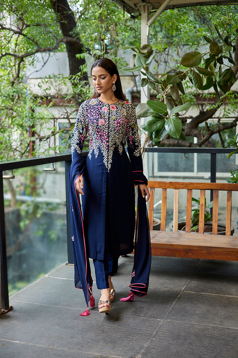 Navy Blue Georgette Ladies Suit