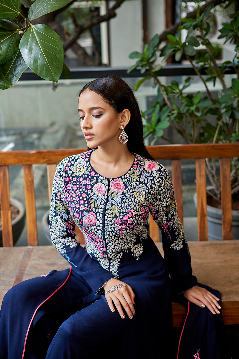 Navy Blue Georgette Ladies Suit