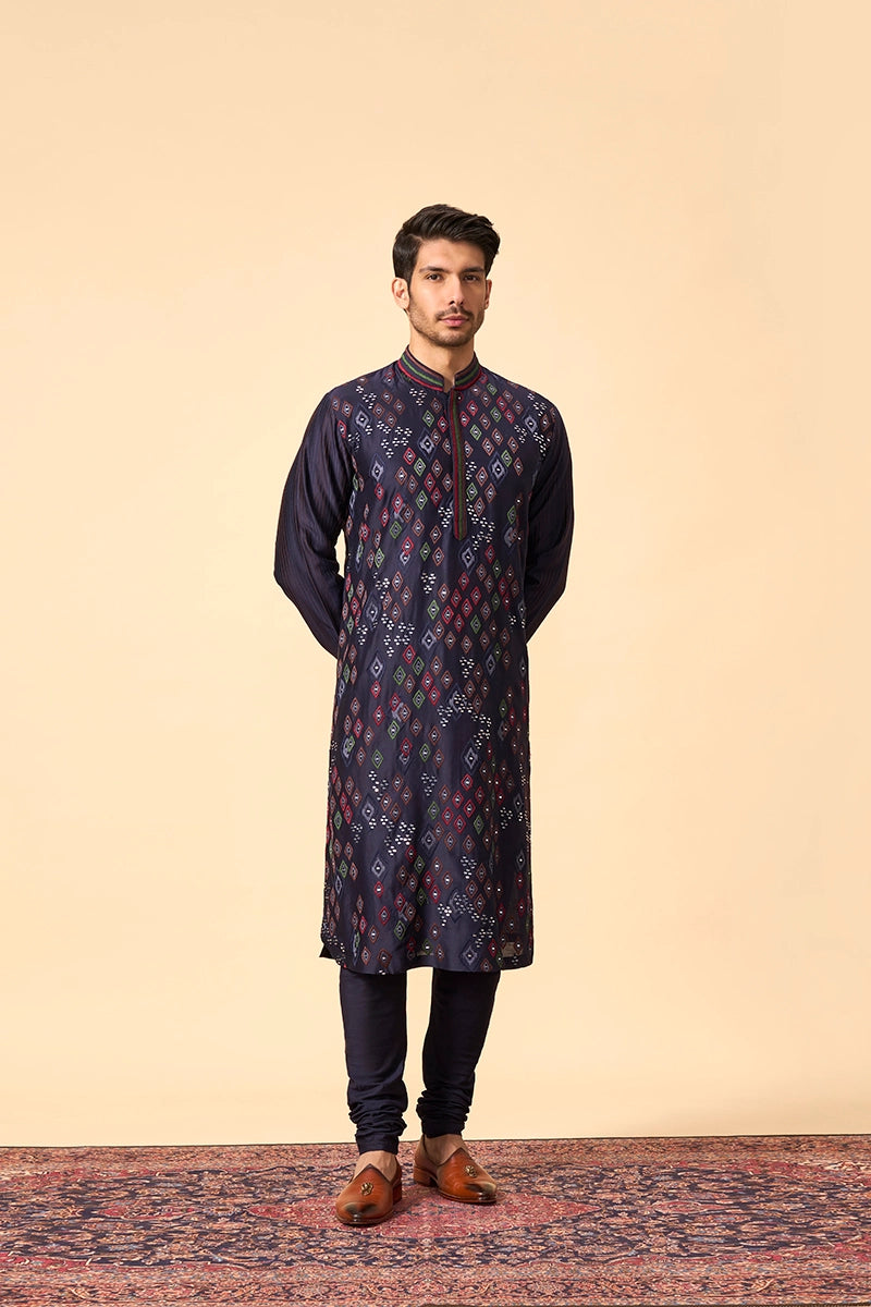 Handcrafted Mirror Embellished Chanderi Kurta