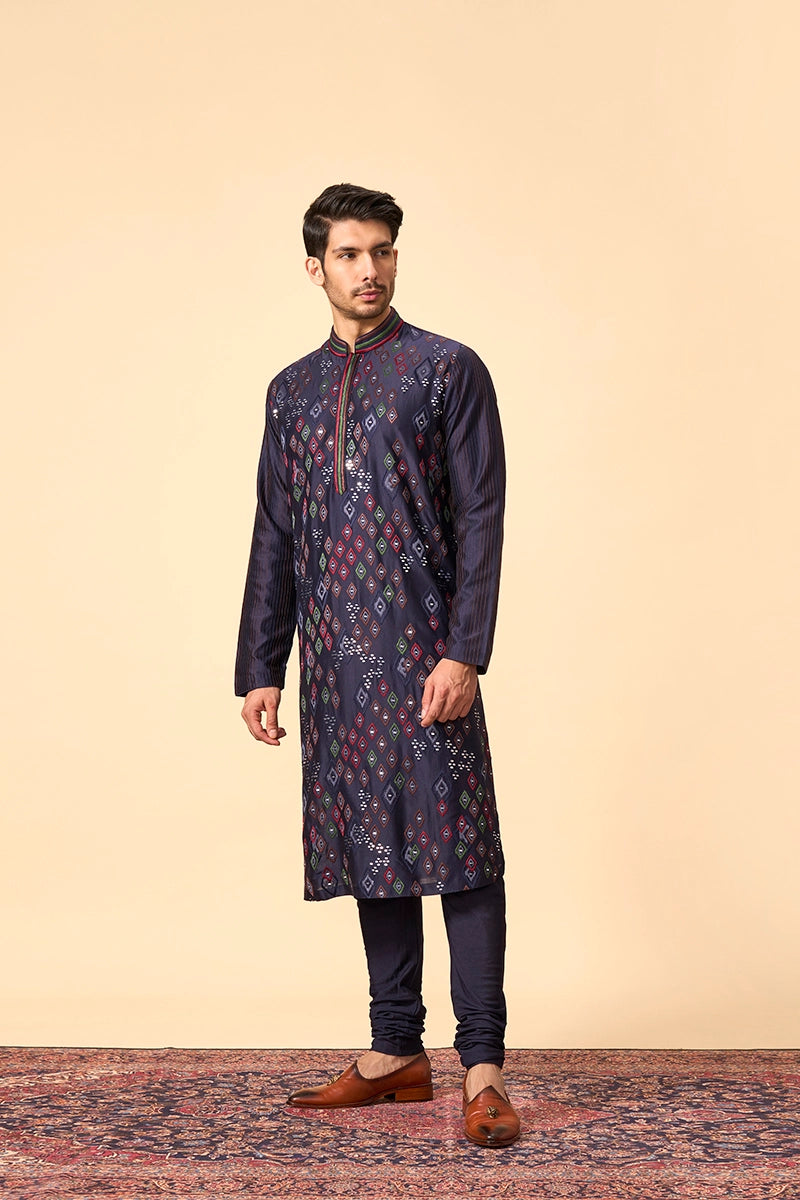Handcrafted Mirror Embellished Chanderi Kurta