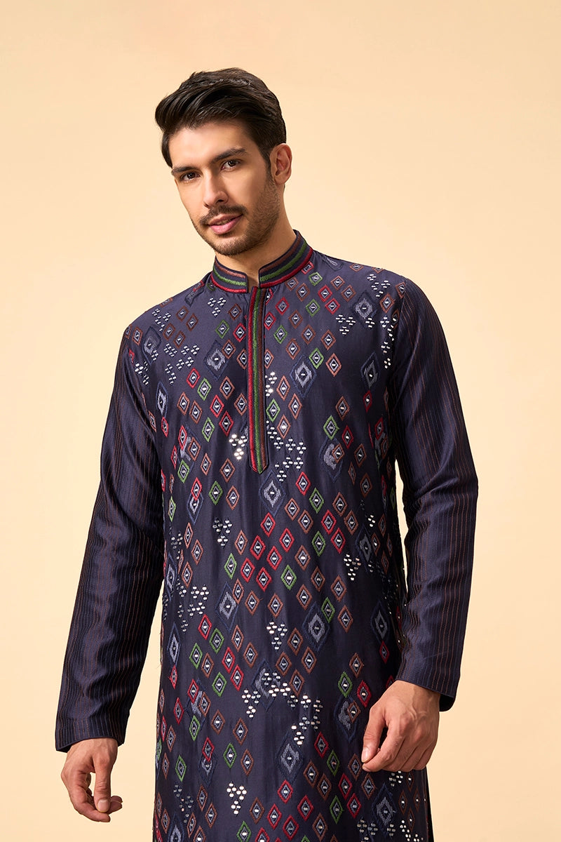 Handcrafted Mirror Embellished Chanderi Kurta