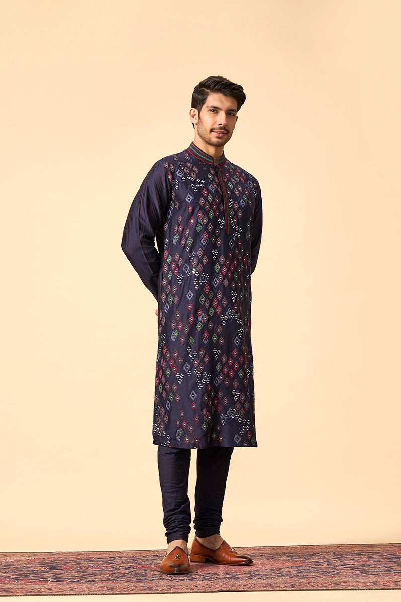 Handcrafted Mirror Embellished Chanderi Kurta
