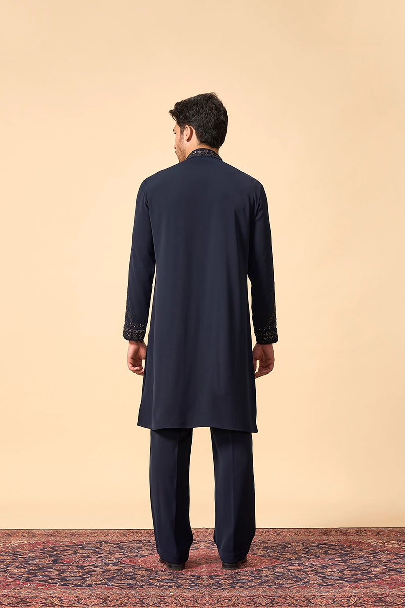 Classic Navy Kurta set with Intricate Beadwork