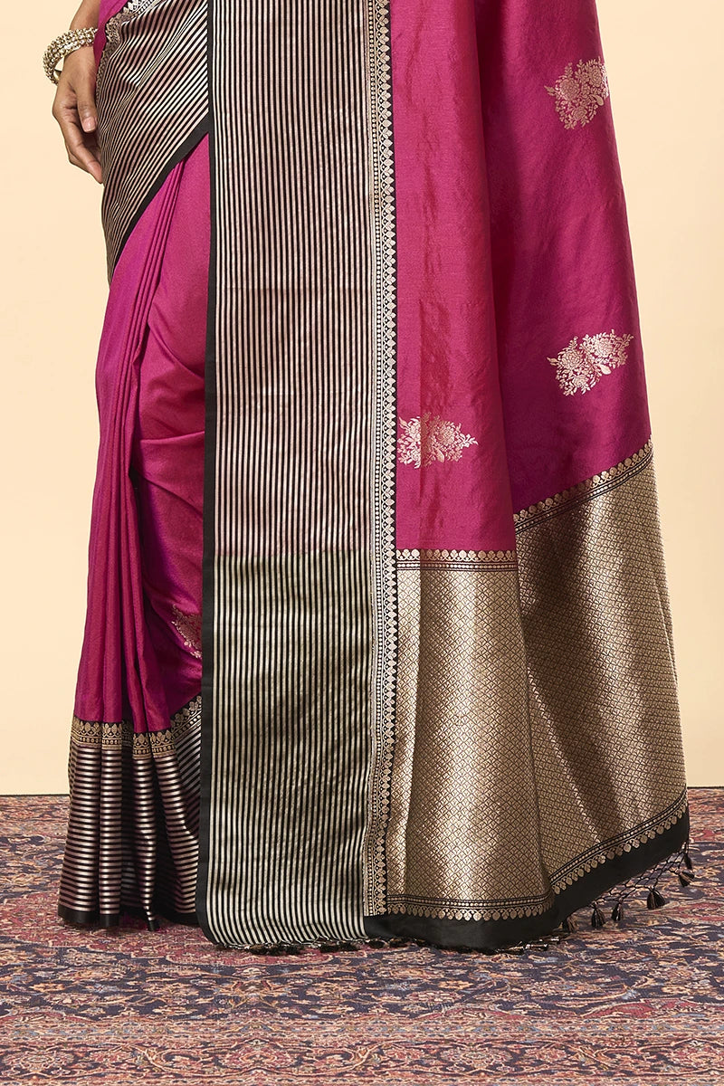Pink Banarasi Handwoven Kathan Silk Saree with Zari Weave