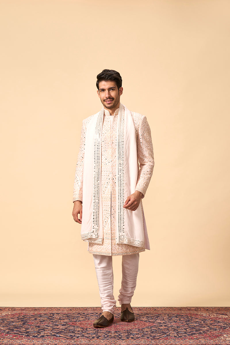 Royal Raw Silk Indo western with Mirror & Resham Embroidery