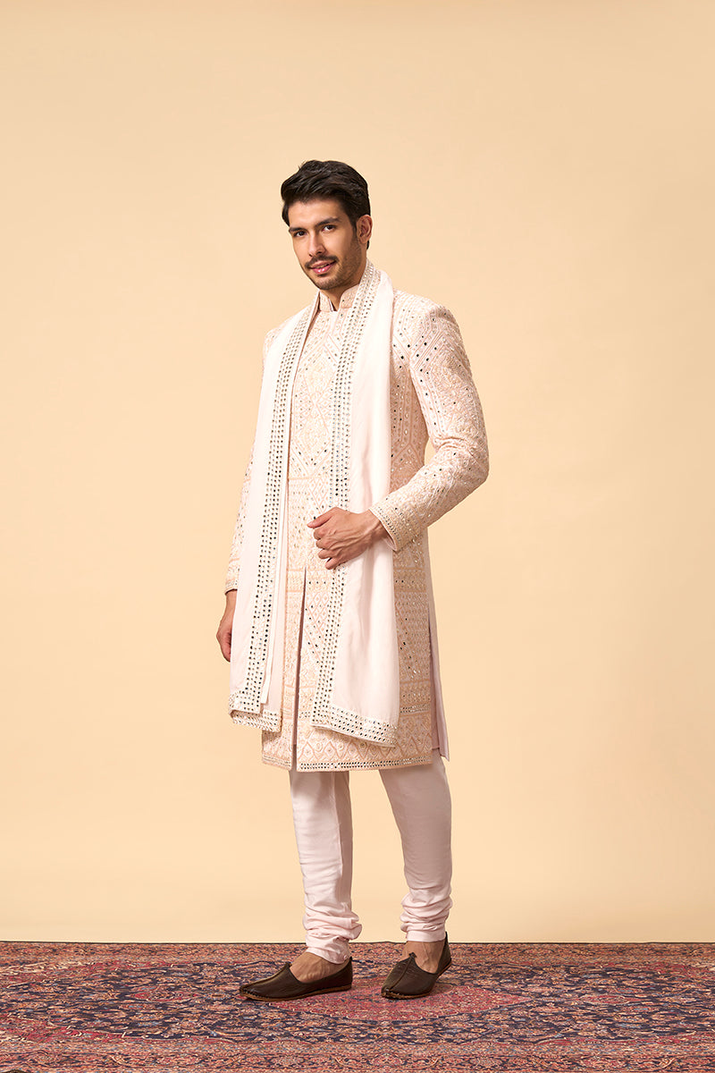 Royal Raw Silk Indo western with Mirror & Resham Embroidery