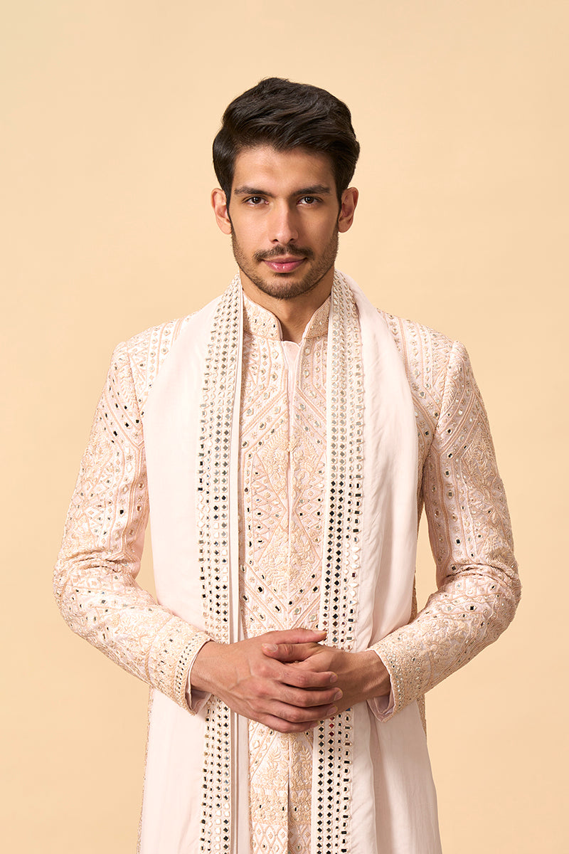 Royal Raw Silk Indo western with Mirror & Resham Embroidery