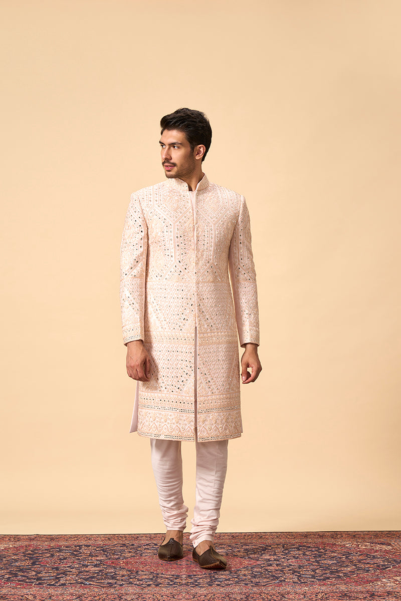 Royal Raw Silk Indo western with Mirror & Resham Embroidery