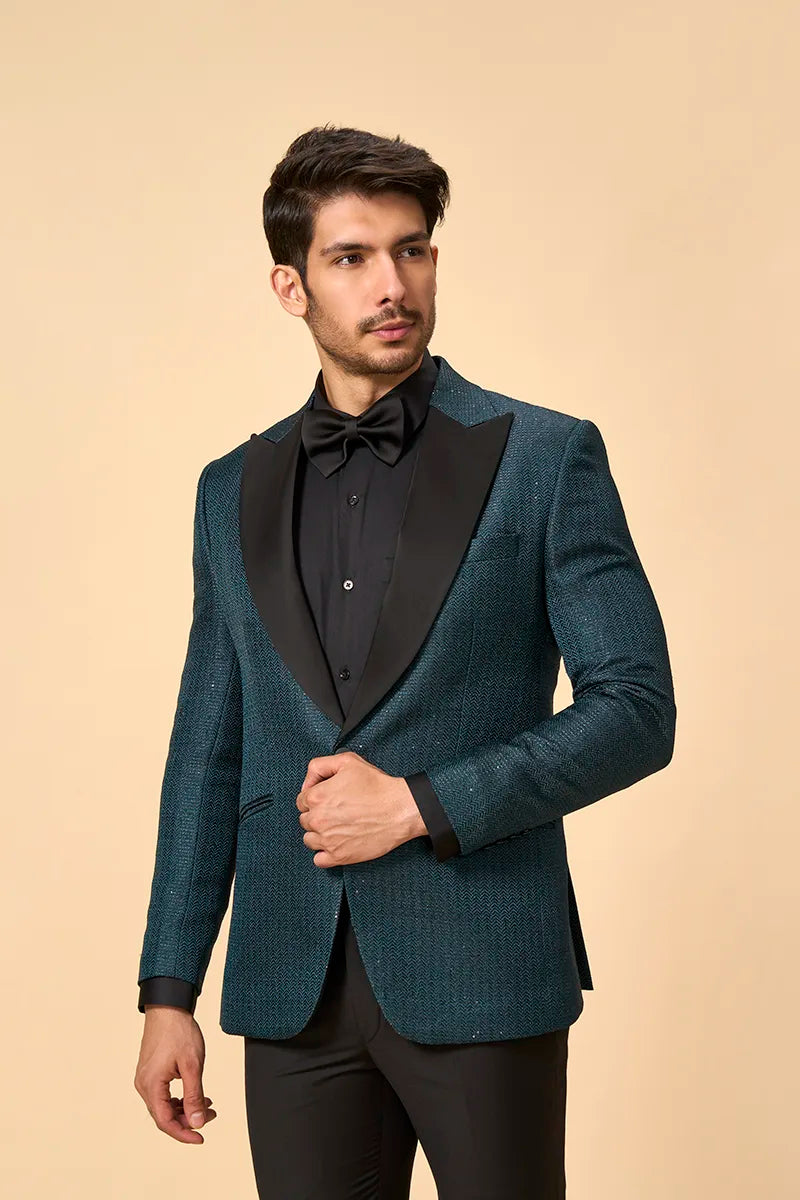 Jute Silk Self-Embroidered Tuxedo