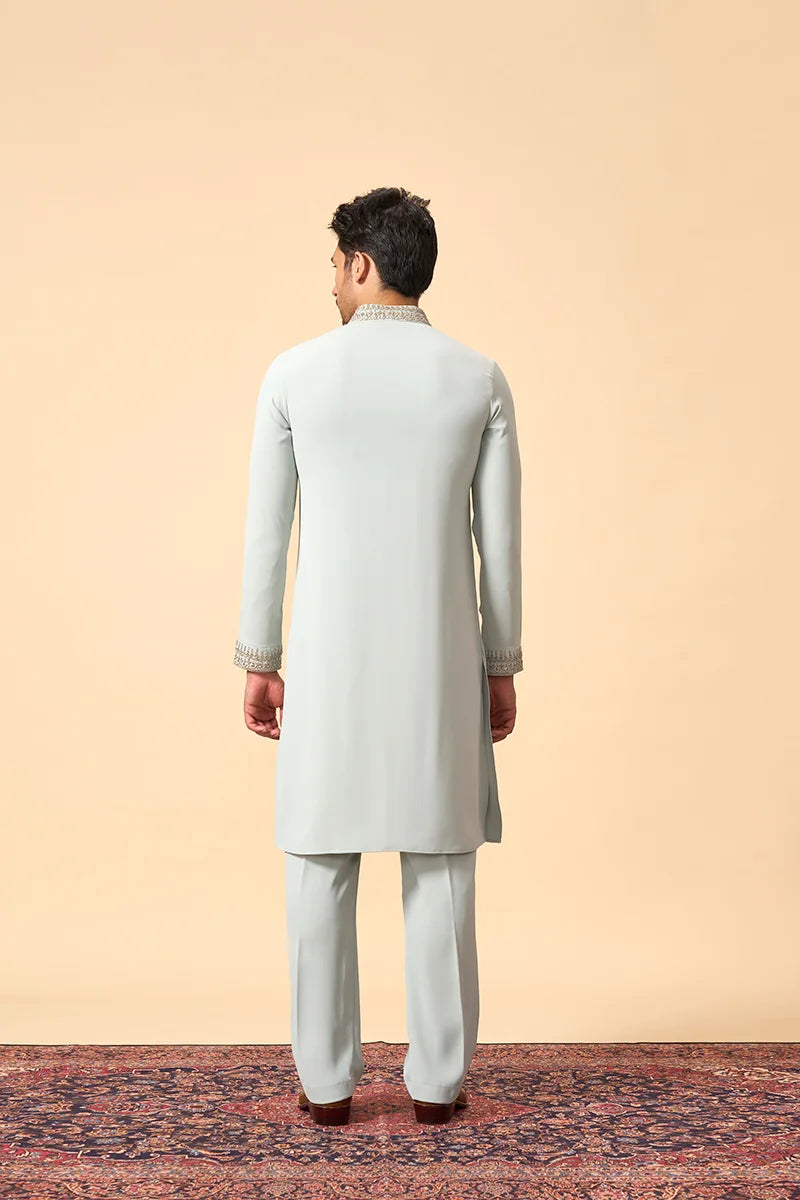 Mint Blue Tencel Kurta with Metal Work