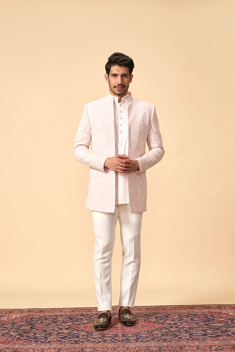 Lavender Resham & French Knot Indo-Western Set