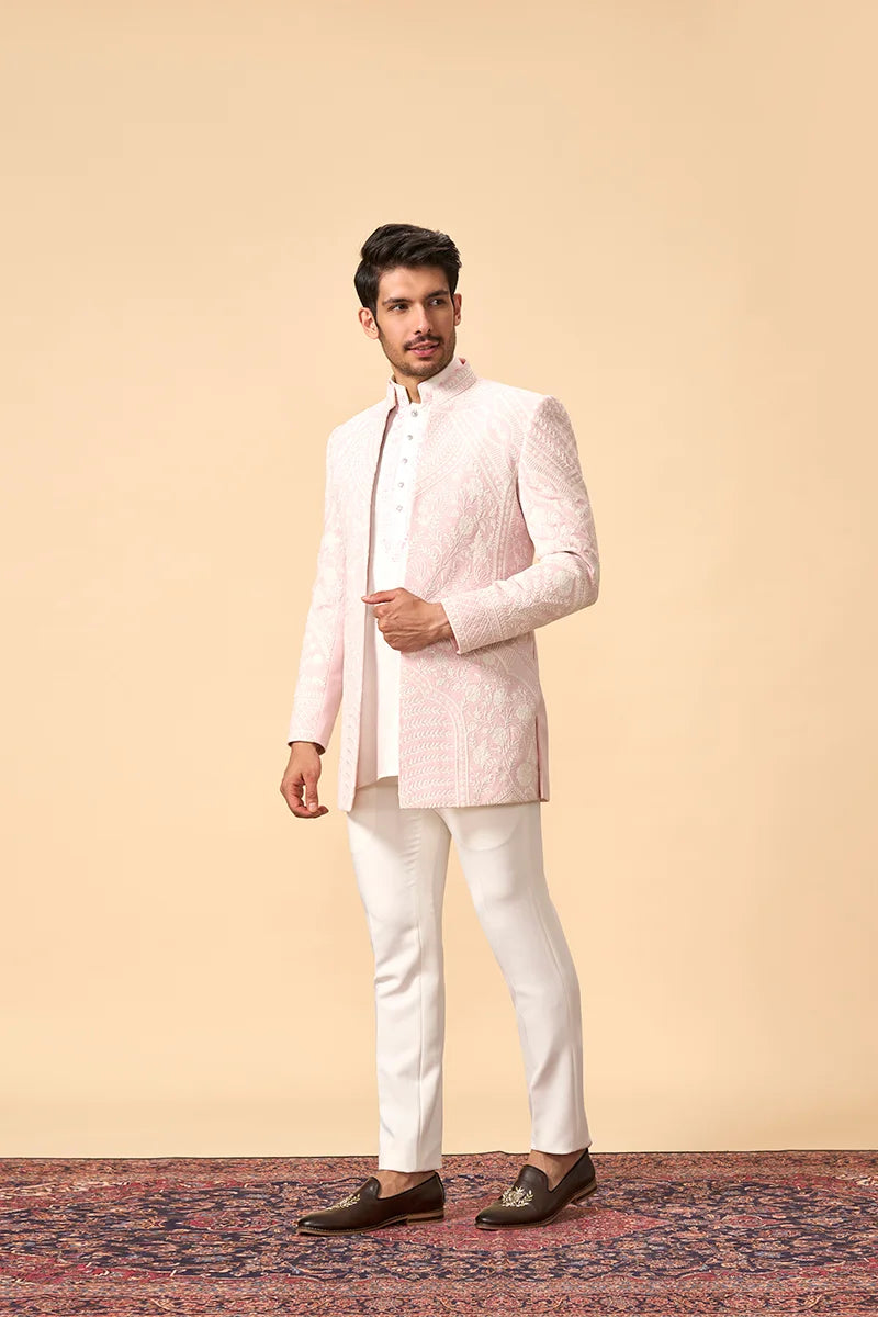 Lavender Resham & French Knot Indo-Western Set