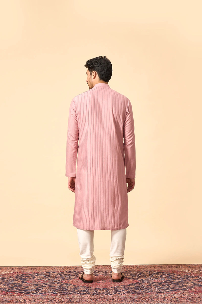 Elegant Onion Pink Kurta Set in Cotton Silk