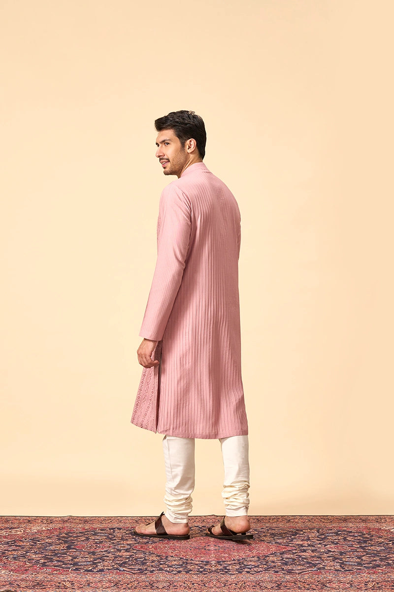 Elegant Onion Pink Kurta Set in Cotton Silk