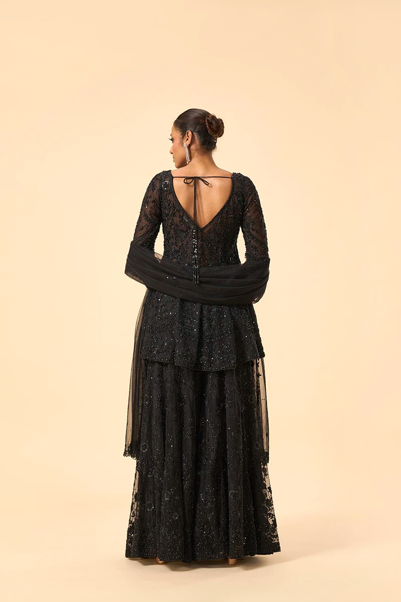 Black embelished sharara set